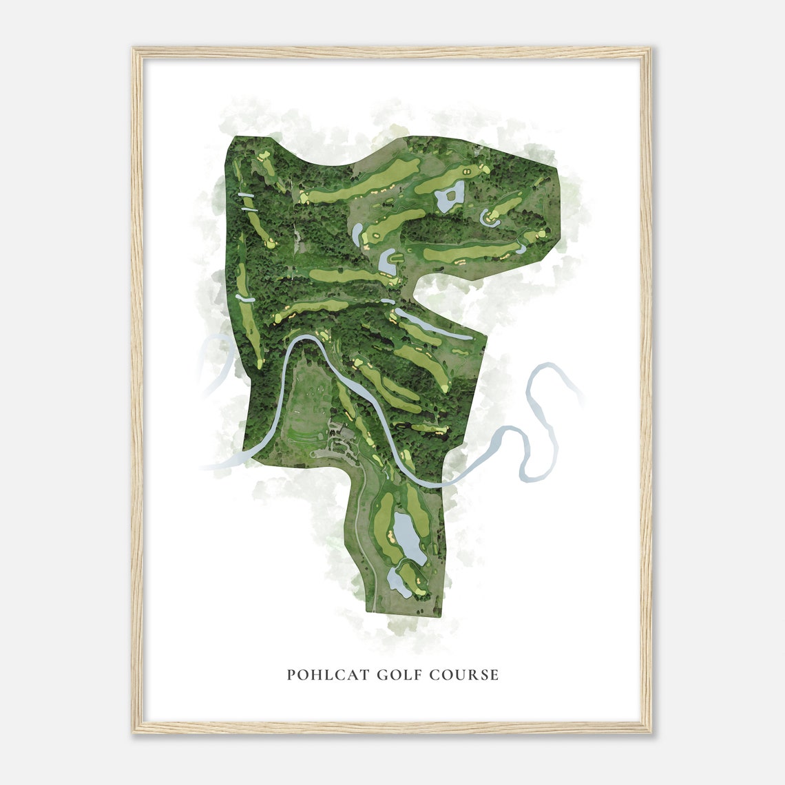 Pohlcat Golf Course Classic Watercolor Aerial Golf Map Poster - Image 2