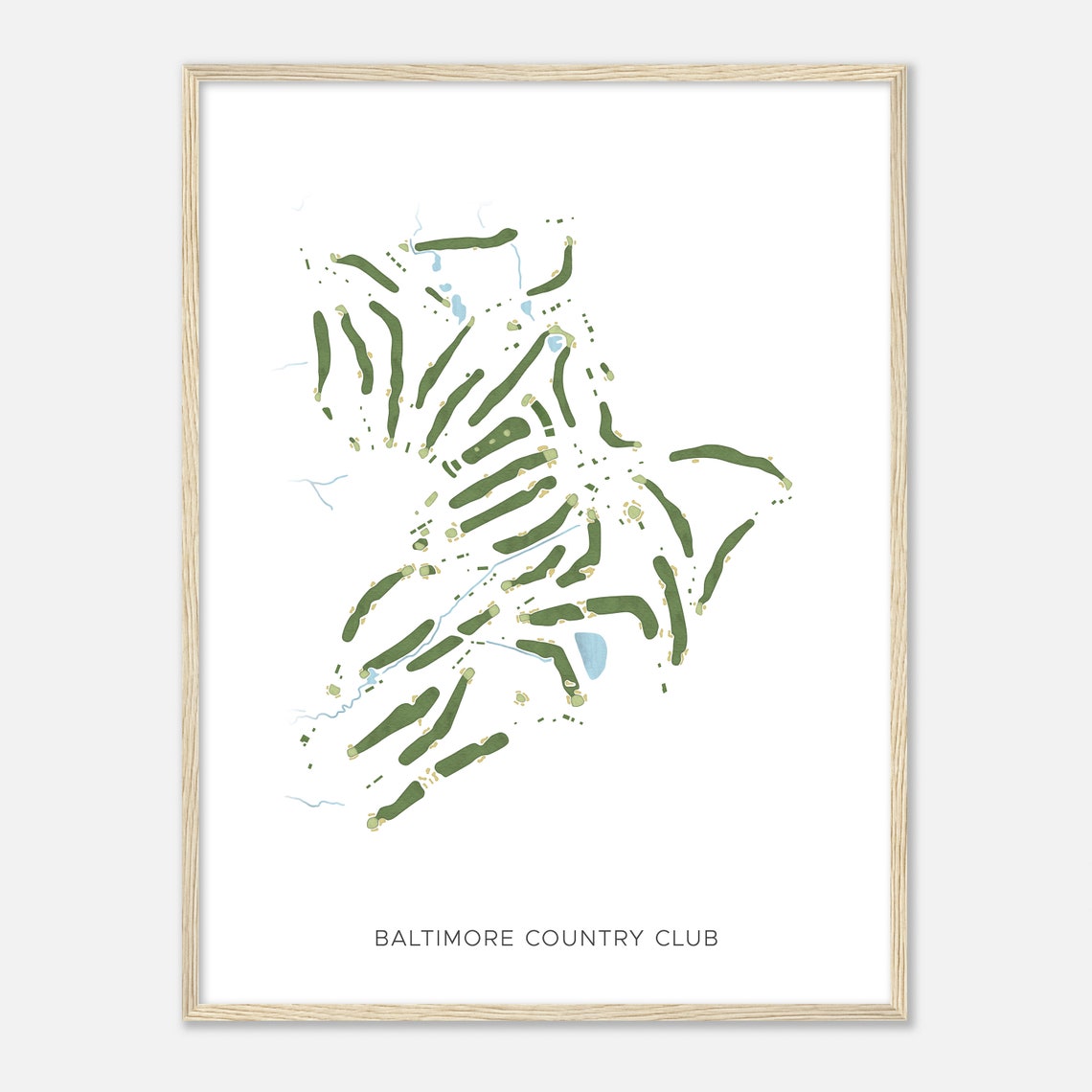 Baltimore Country Club Maryland Modern Watercolor Course Map Poster