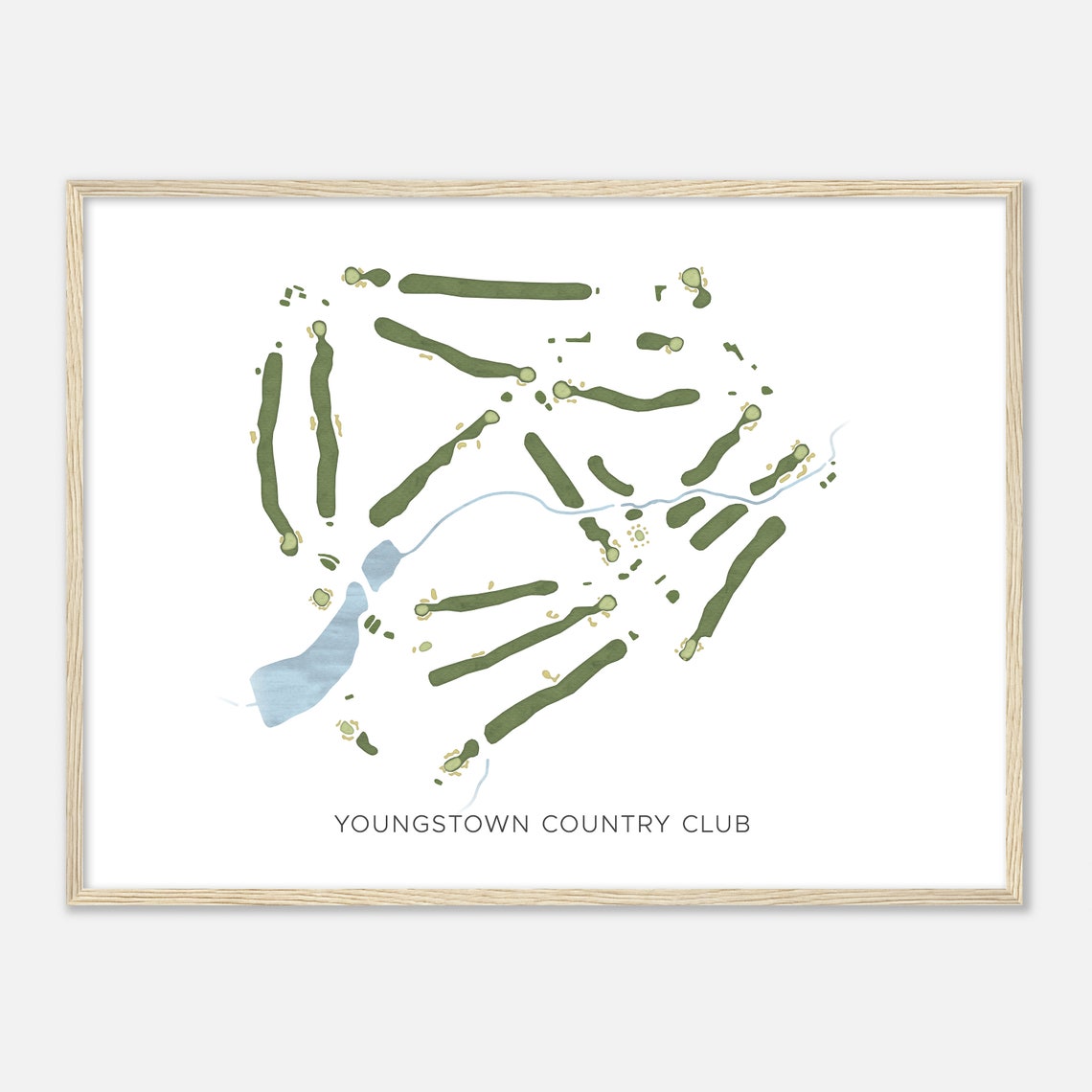 Youngstown Country Club Modern Watercolor Course Map Wall Art