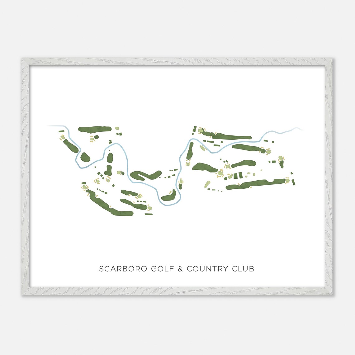 Scarboro Golf Country Club Modern Watercolor Course Map Poster - Image 3