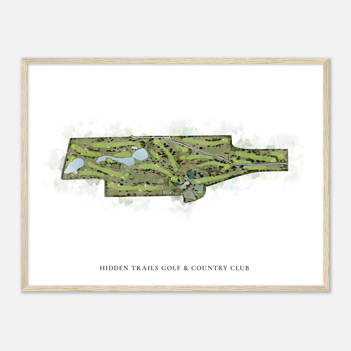 Hidden Trails Golf Country Club Classic Watercolor Map Poster
