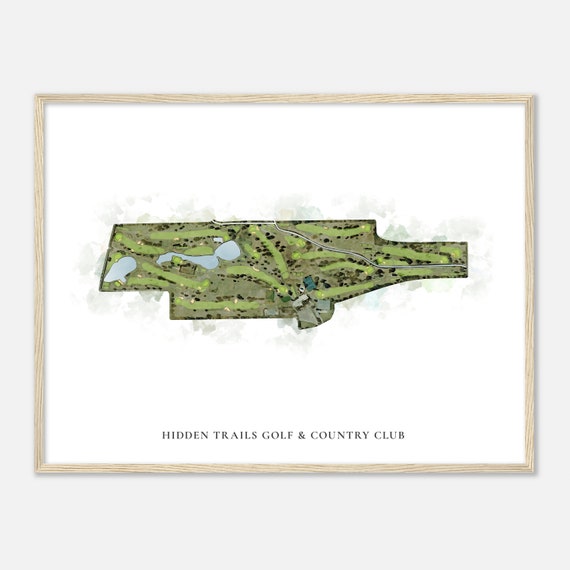 Hidden Trails Golf Country Club Oklahoma Classic Watercolor Map Golfer Gift Golf Wall Art Golf Poster Print Course Layout