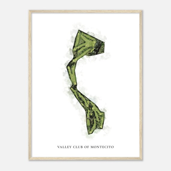 Valley Club Of Montecito California Classic Watercolor Map Golfer Gift Golf Wall Art Golf Poster Print Course Layout
