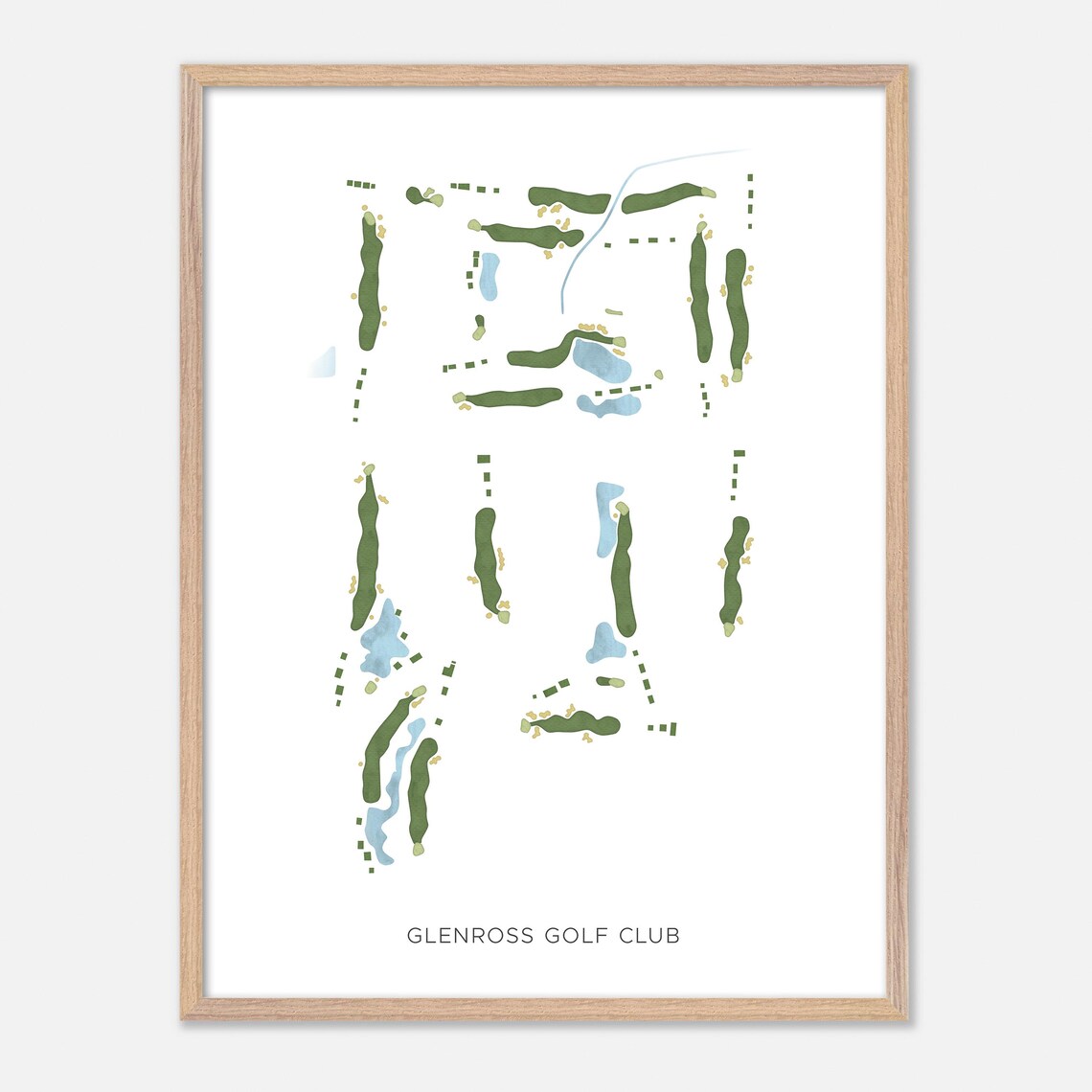 Glenross Golf Club Delaware Ohio Modern Watercolor Golf Map Poster - Image 2