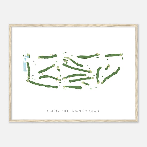 Schuylkill Country Club Pennsylvania Modern Watercolor Map Golfer Gift Golf Wall Art Golf Poster Print Course Layout