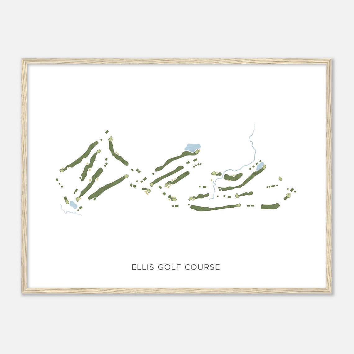 Ellis Golf Course Modern Minimalist Course Layout Map Poster