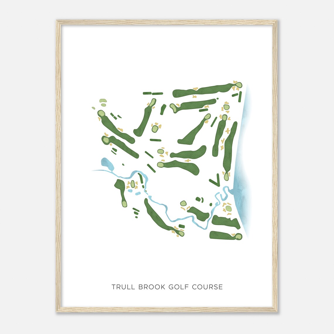 Trull Brook Golf Course Massachusetts Modern Watercolor Map Golfer Gift Golf Wall Art Golf Poster Print Course Layout - Image 2