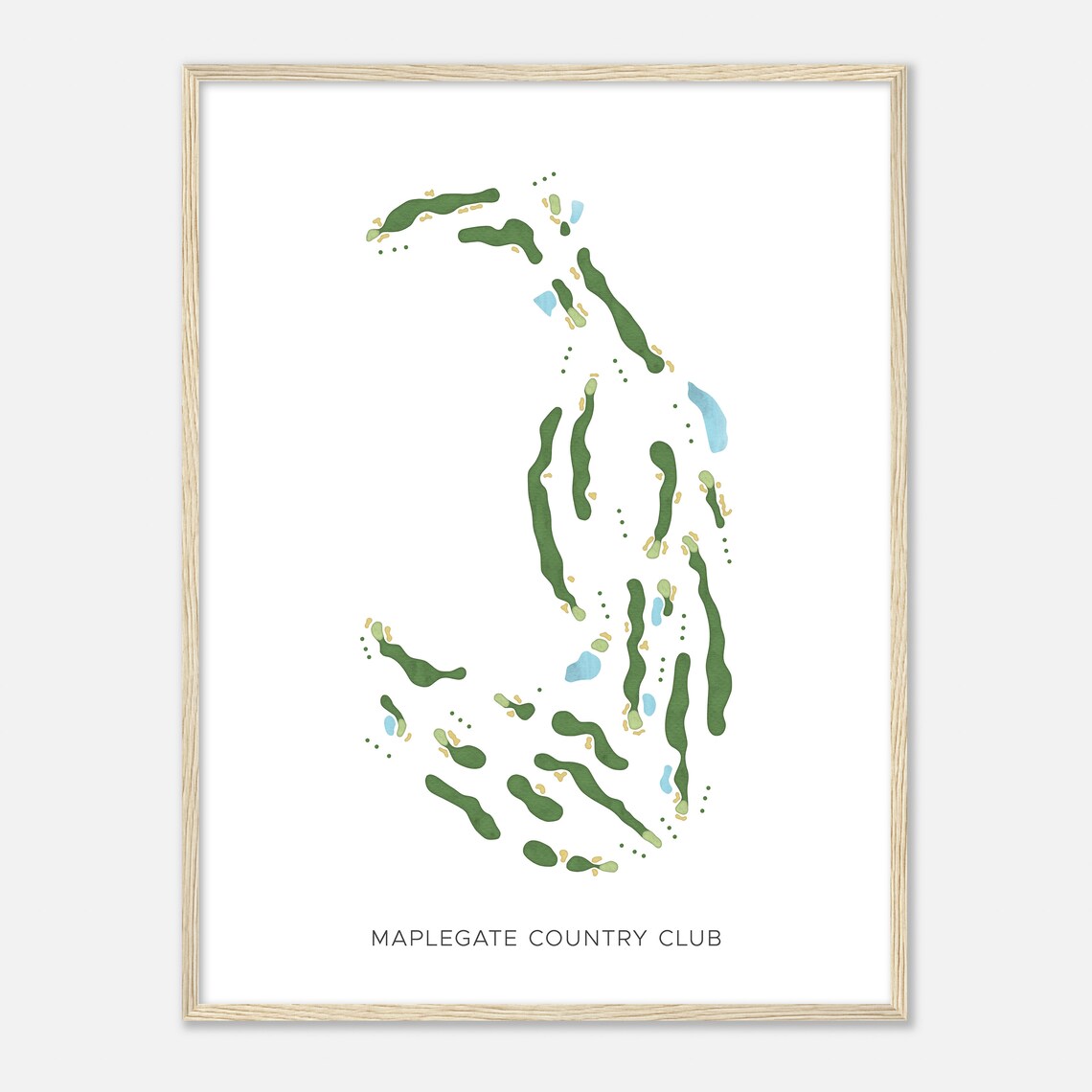 Maplegate Country Club Massachusetts Modern Watercolor Map Golfer Gift Golf Wall Art Golf Poster Print Course Layout - Image 2