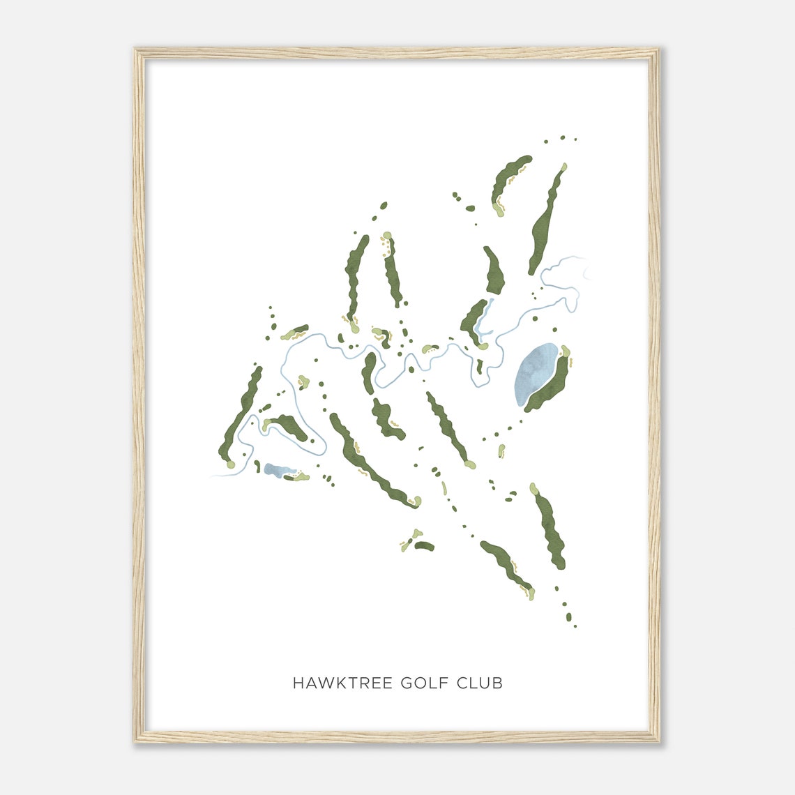 Hawktree Golf Club North Dakota Modern Watercolor Course Map Poster - Image 2