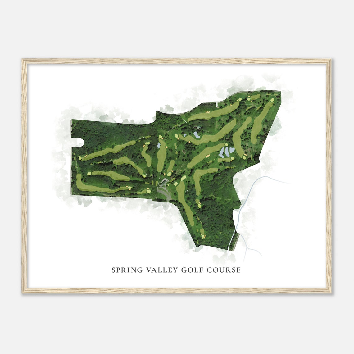 Spring Valley Golf Course Aerial Watercolor Fairway Map Print - Image 2