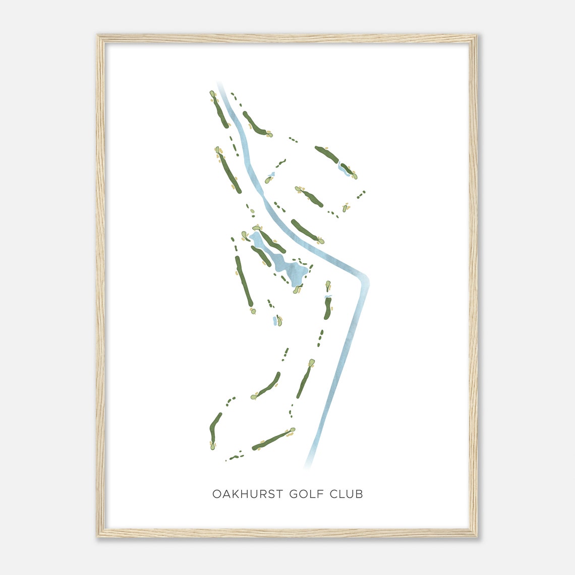 Oakhurst Golf Club Texas Modern Watercolor Golf Course Map Poster - Image 2