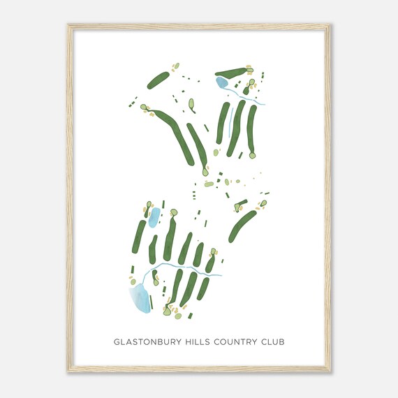 Glastonbury Hills Country Club Connecticut Modern Watercolor Map Golfer Gift Golf Wall Art Golf Poster Print Course Layout