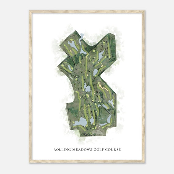 Rolling Meadows Golf Course Wisconsin Classic Watercolor Map Golfer Gift Golf Wall Art Golf Poster Print Course Layout