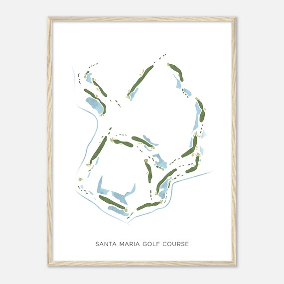 Santa Maria Golf Course Elegant Minimalist Fairway Map Poster