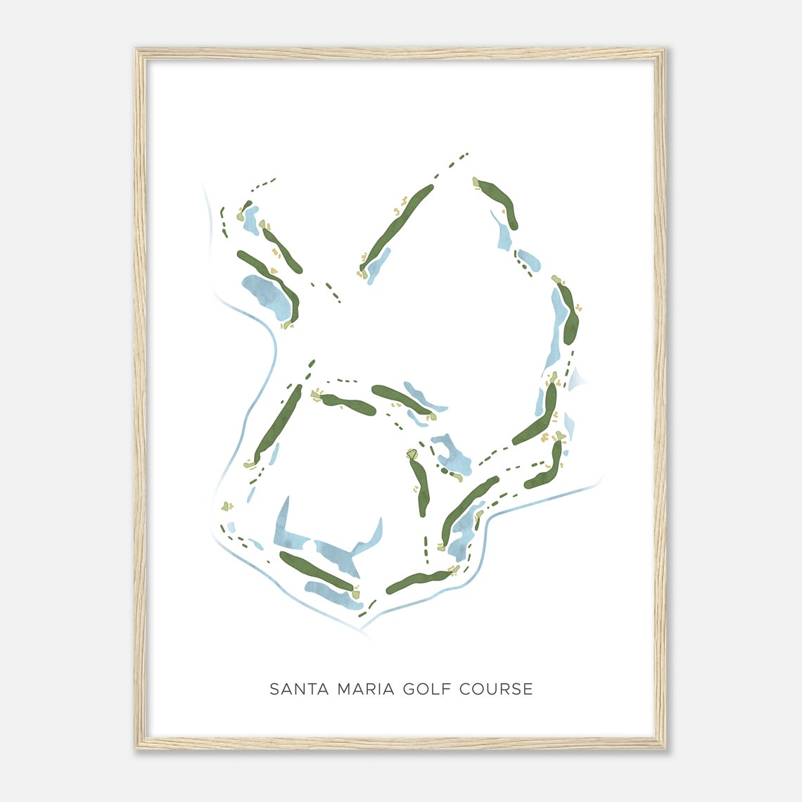 Santa Maria Golf Course Elegant Minimalist Fairway Map Poster