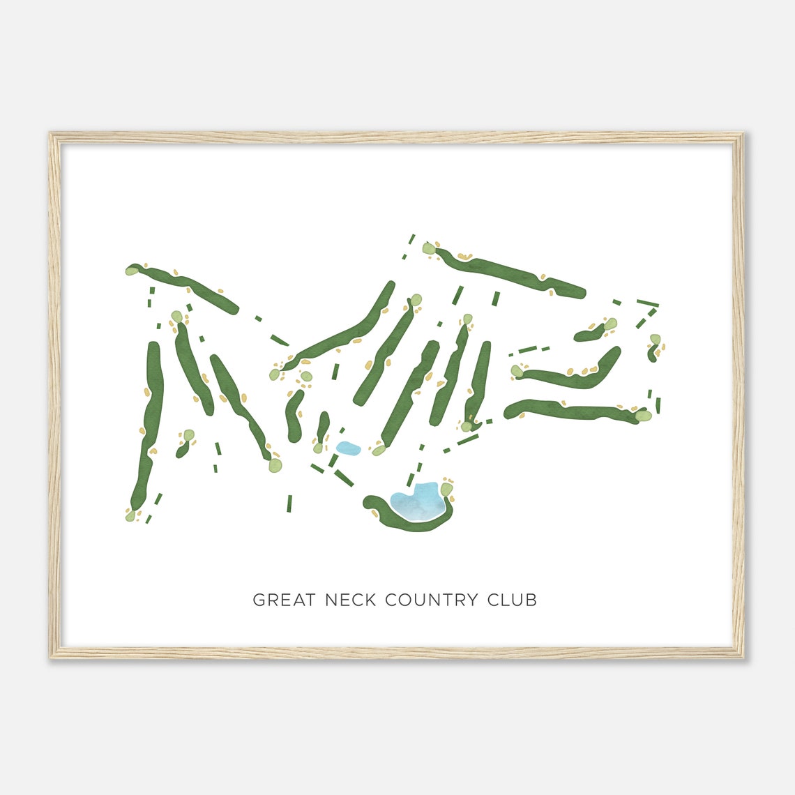 Great Neck Country Club Modern Watercolor Golf Course Map Poster - Image 2