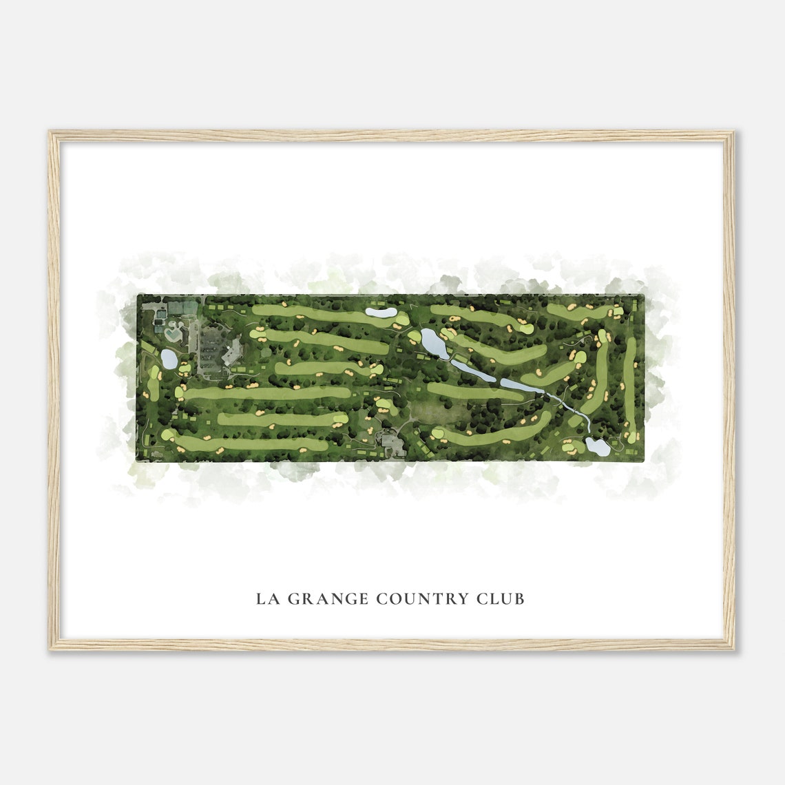 La Grange Country Club Watercolor Course Map Golfer Gift Poster
