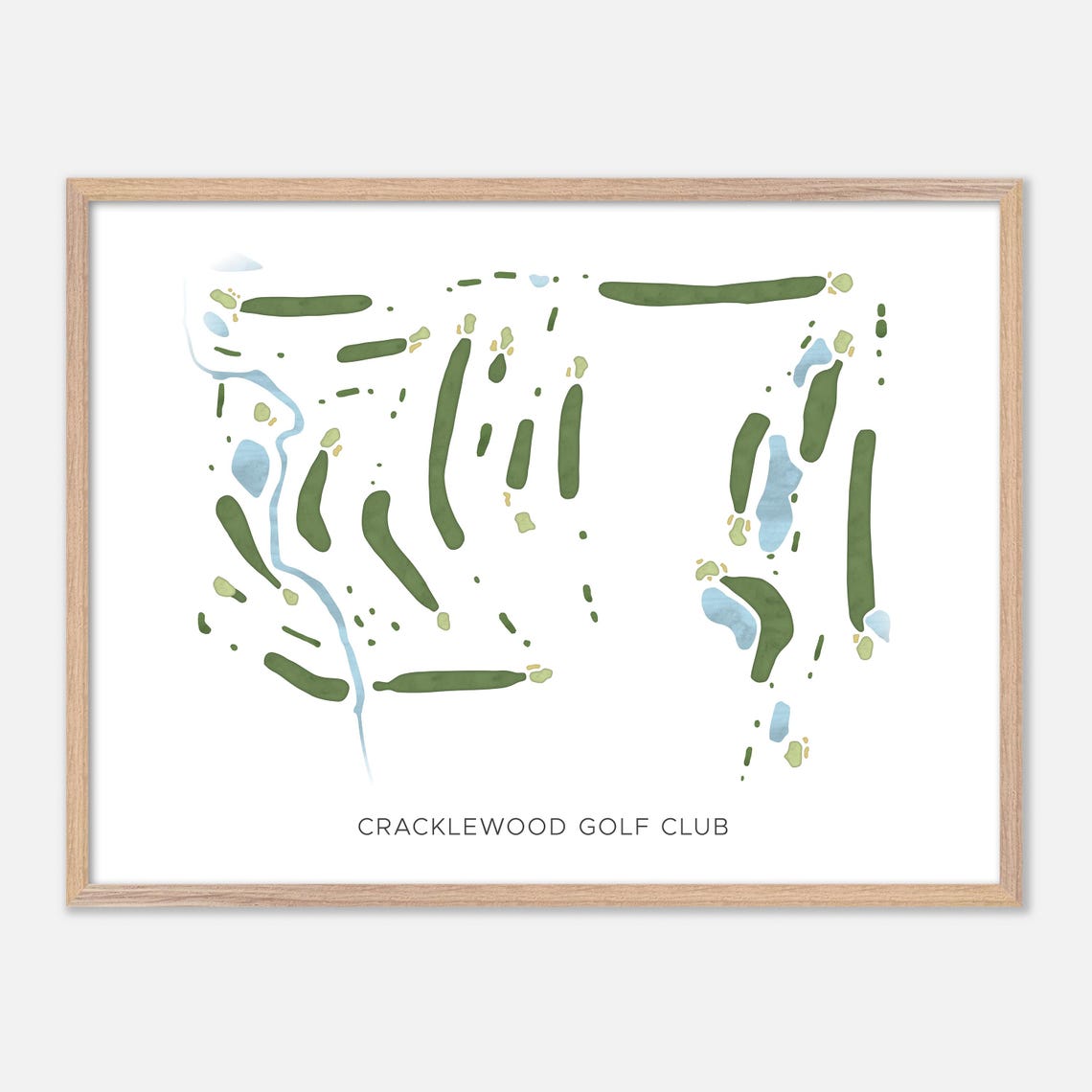 Cracklewood Golf Club Macomb Michigan Modern Watercolor Map Poster