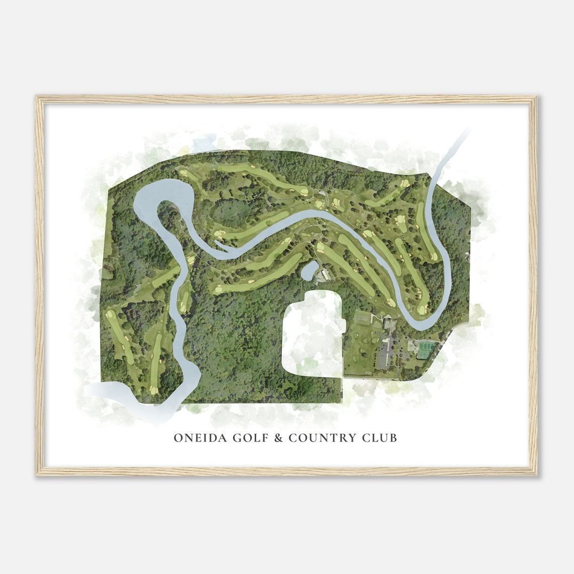 Oneida Golf Country Club Classic Aerial Watercolor Map Poster