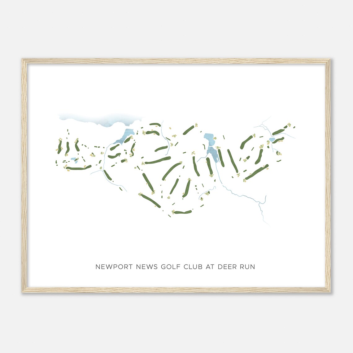 Newport News Golf Club Deer Run Modern Watercolor Map Poster - Image 2