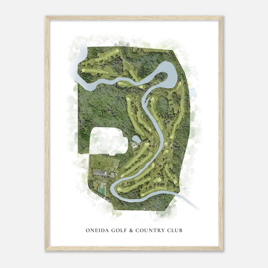 Oneida Golf Country Club Classic Aerial Watercolor Map Poster - Image 2