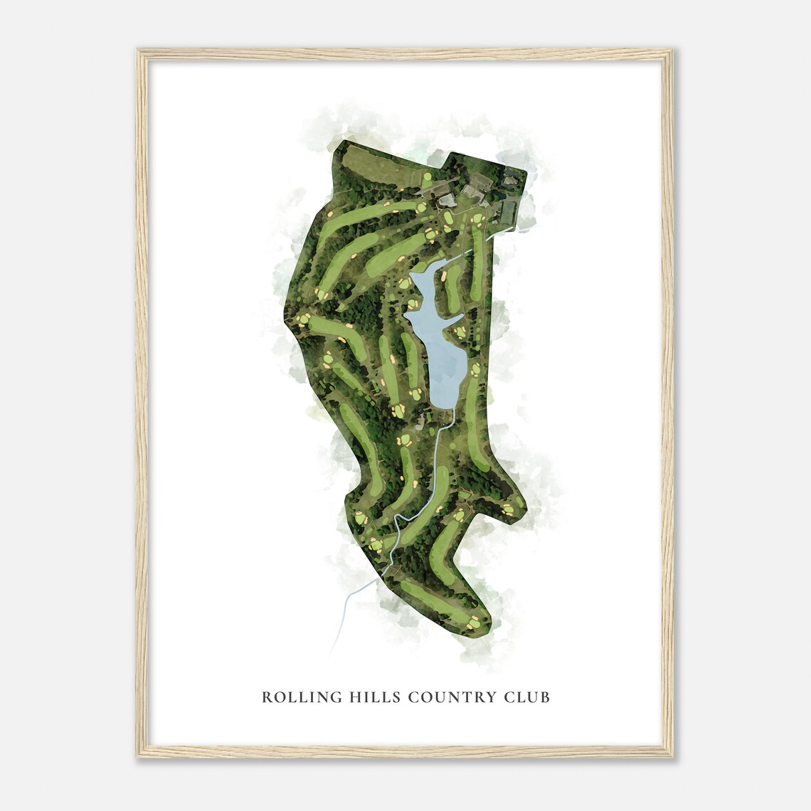 Rolling Hills Country Club North Carolina Classic Watercolor Course Map Poster - Image 2