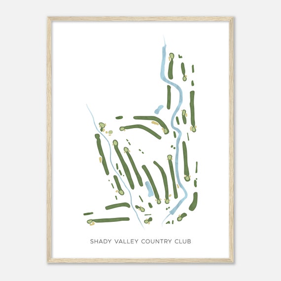 Shady Valley Country Club Texas Modern Watercolor Map Golfer Gift Golf Wall Art Golf Poster Print Course Layout