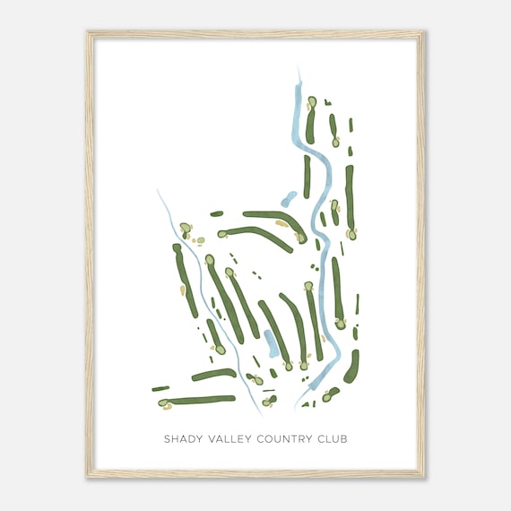 Shady Valley Country Club Texas Modern Watercolor Map Poster