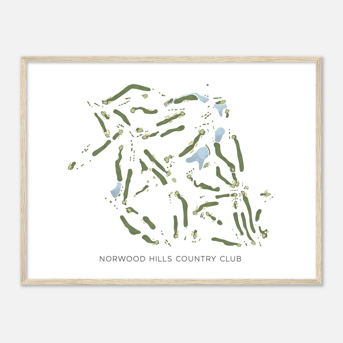 Norwood Hills Country Club Modern Minimalist Golf Map Poster
