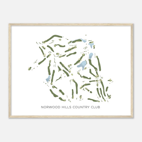 Norwood Hills Country Club Missouri Modern Watercolor Map Golfer Gift Golf Wall Art Golf Poster Print Course Layout
