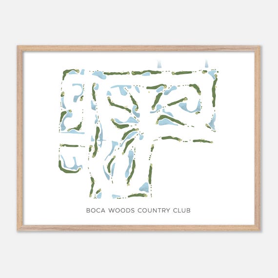 Boca Woods Country Club In Boca Raton Florida Modern Watercolor Map Golfer Gift Golf Wall Art Golf Poster Print Course Layout