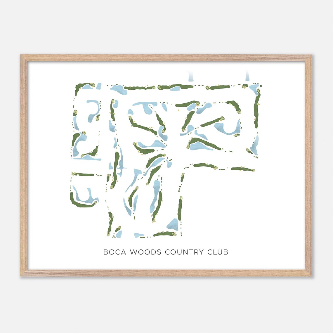 Boca Woods Country Club Modern Minimalist Course Map Art Poster