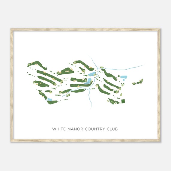White Manor Country Club Pennsylvania Modern Watercolor Map Golfer Gift Golf Wall Art Golf Poster Print Course Layout