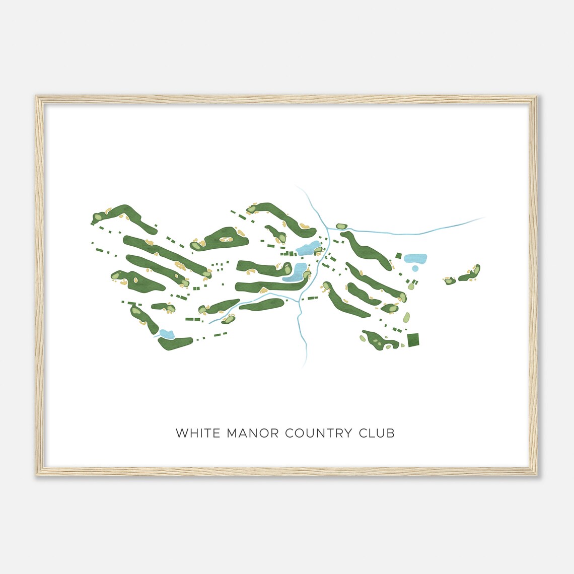 White Manor Country Club Modern Minimalist Course Map Poster