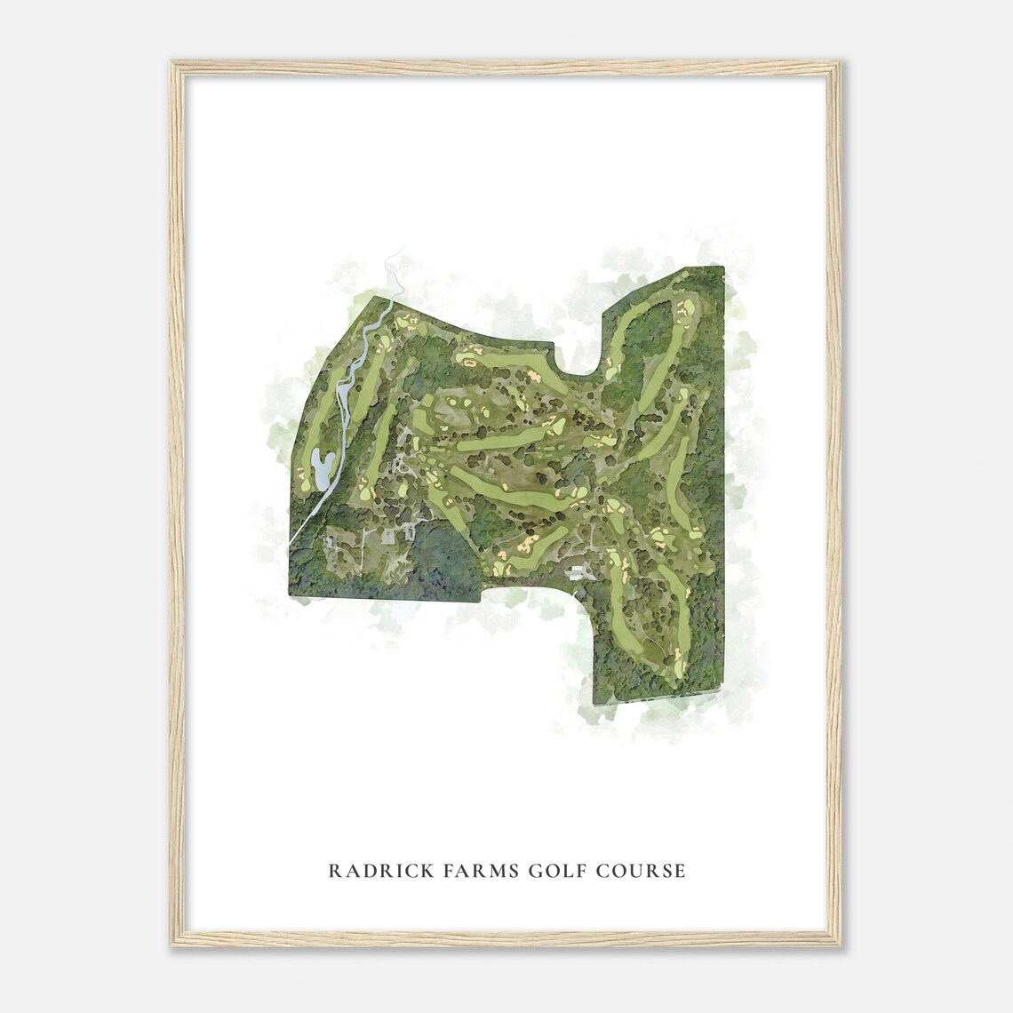 Radrick Farms Golf Course Aerial Watercolor Fairway Map Print