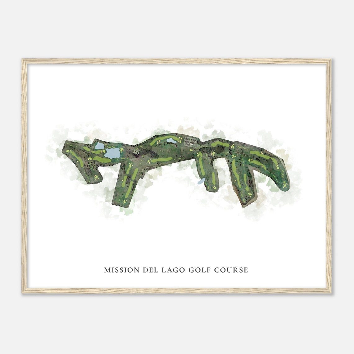Mission Del Lago Golf Course Texas Classic Watercolor Map Poster - Image 2