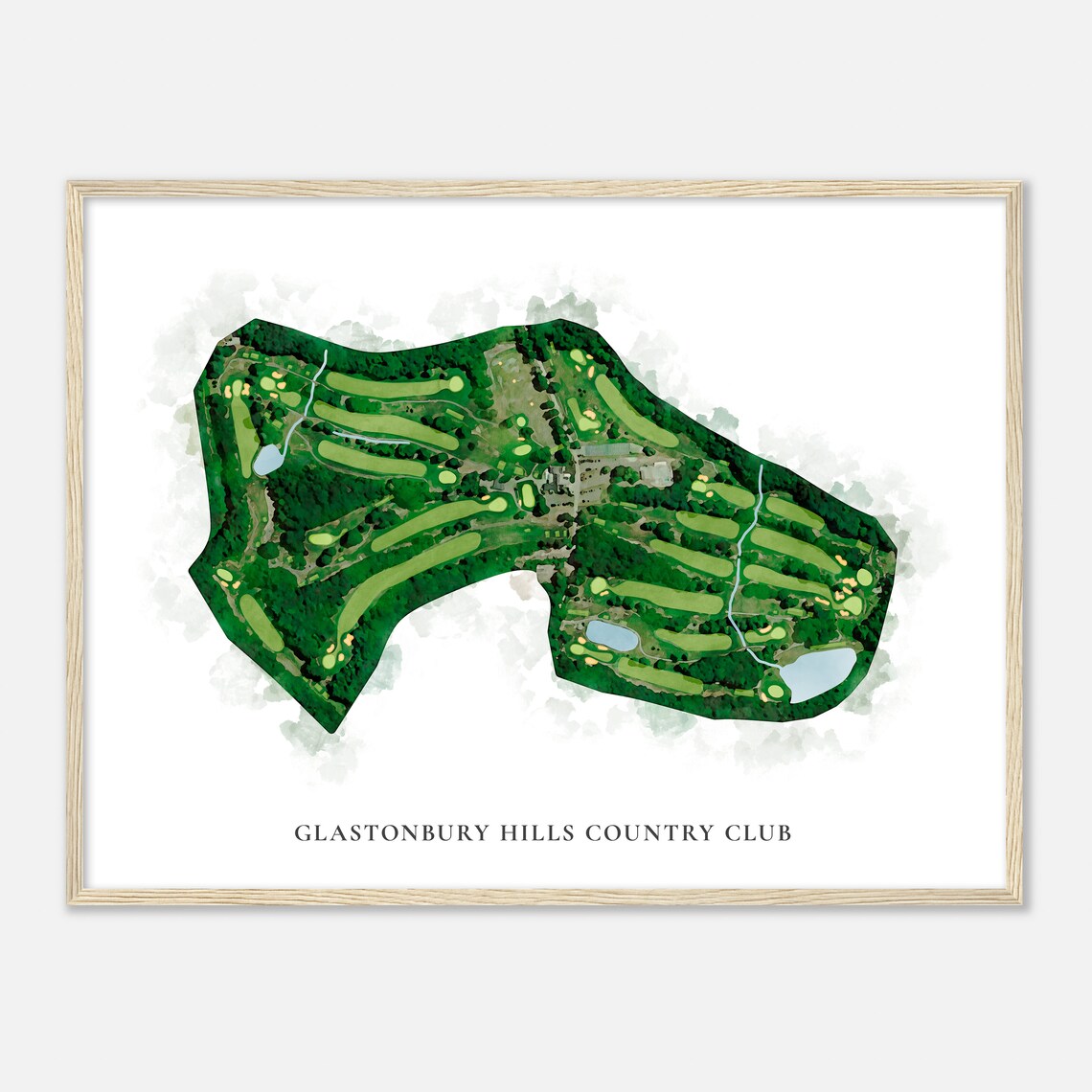 Glastonbury Hills Country Club Connecticut Watercolor Map - Image 2