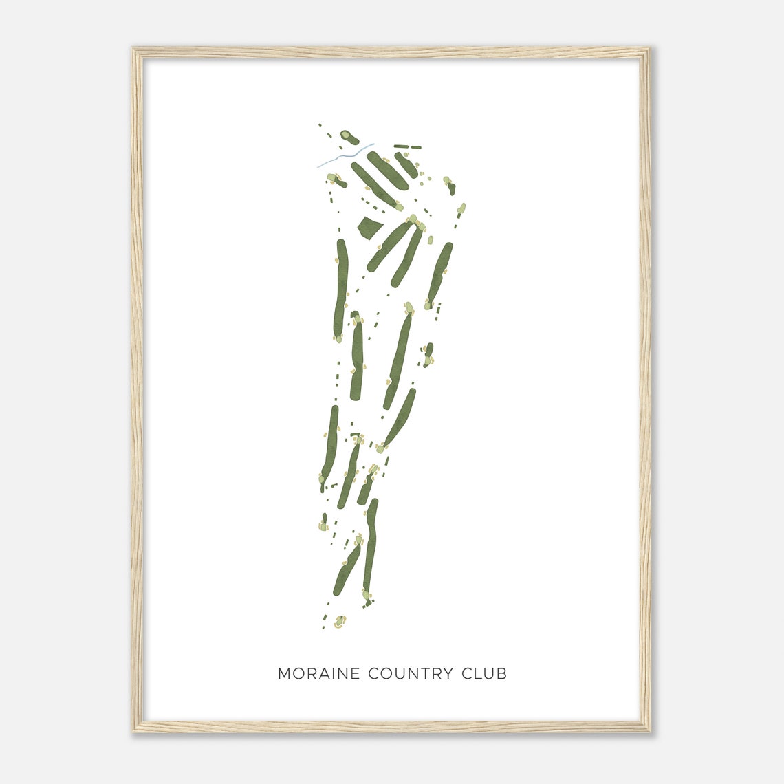Moraine Country Club Ohio Modern Watercolor Course Map Poster