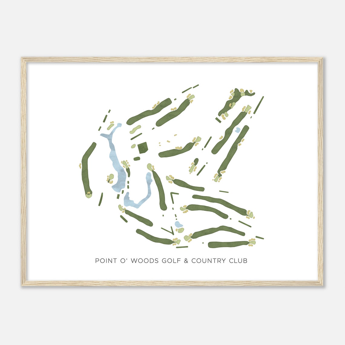 Point O Woods Golf Country Club Watercolor Course Map Wall Poster