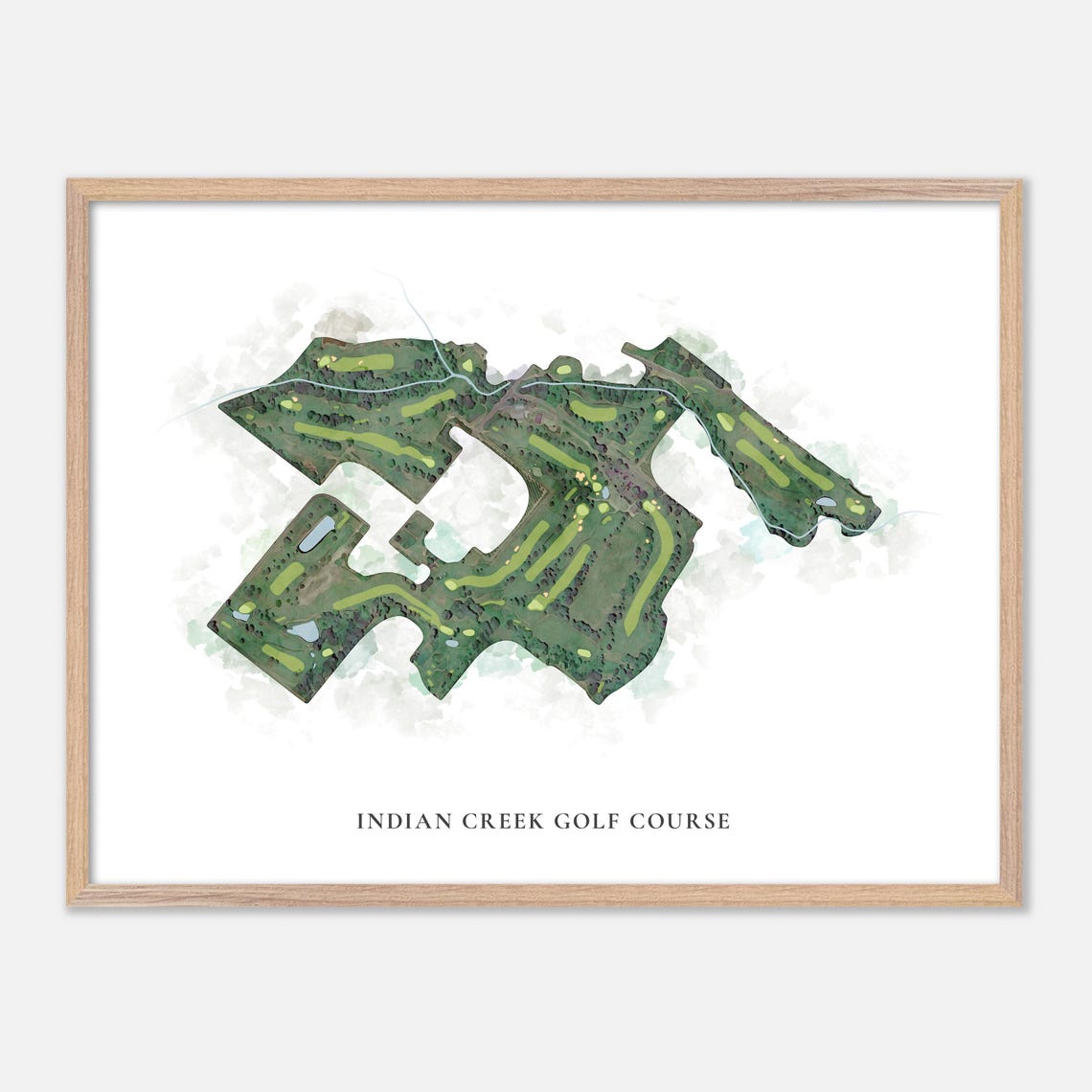 Indian Creek Golf Course Oregon Classic Watercolor Map Poster
