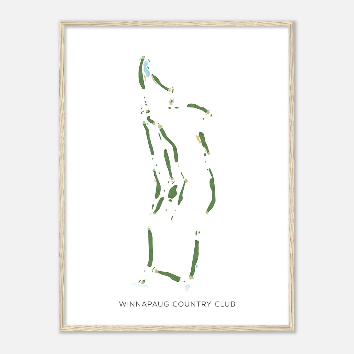 Winnapaug Country Club Modern Watercolor Golf Course Map Poster