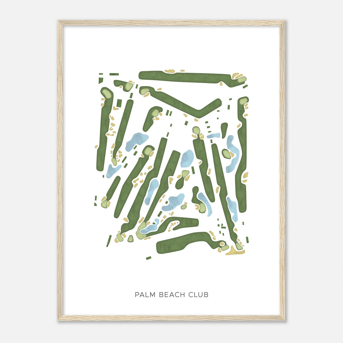 Palm Beach Club Florida Modern Minimalist Watercolor Map Poster