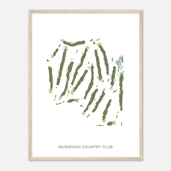 Muskegon Country Club Michigan Modern Watercolor Map Golfer Gift Golf Wall Art Golf Poster Print Course Layout