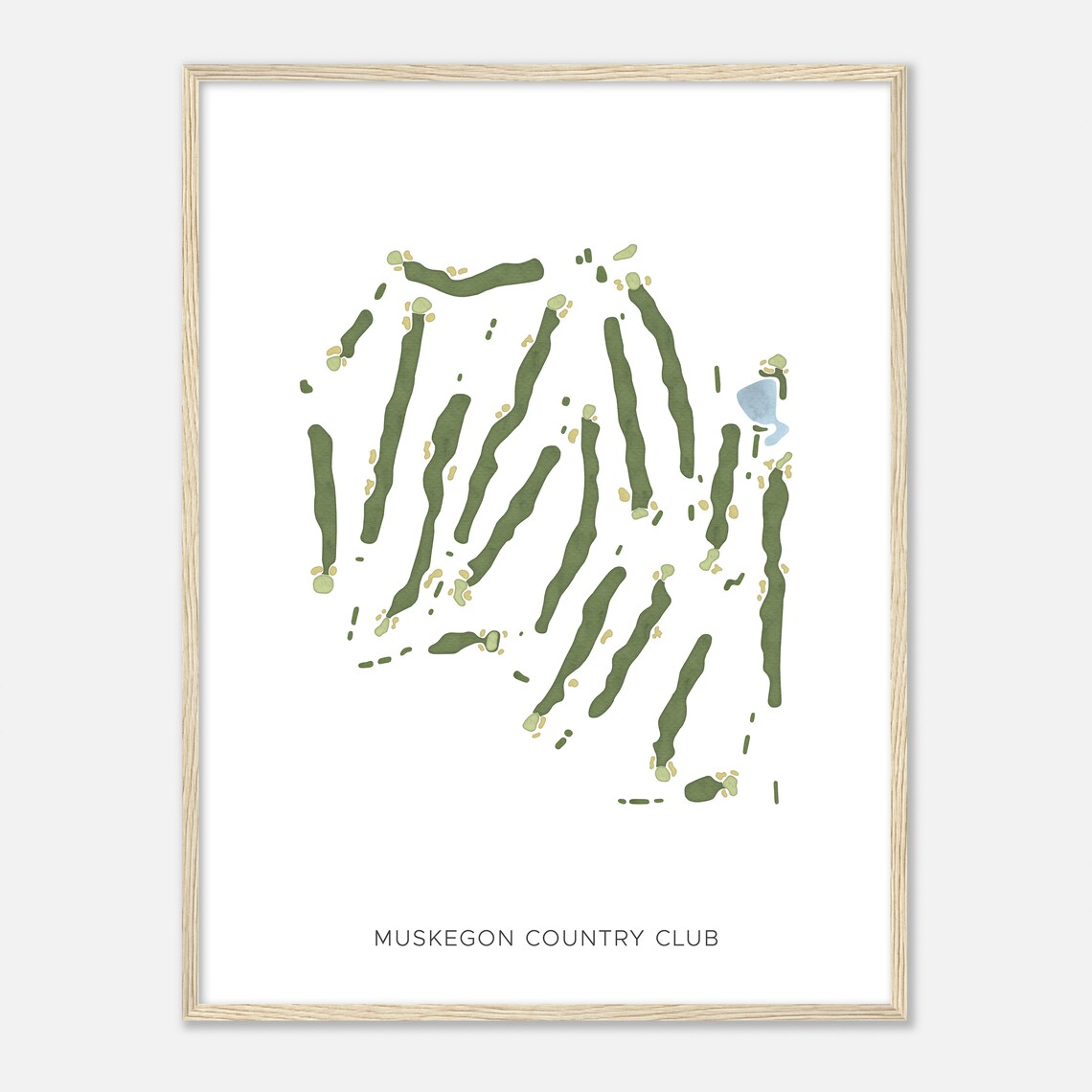 Muskegon Country Club Modern Minimalist Watercolor Map Poster