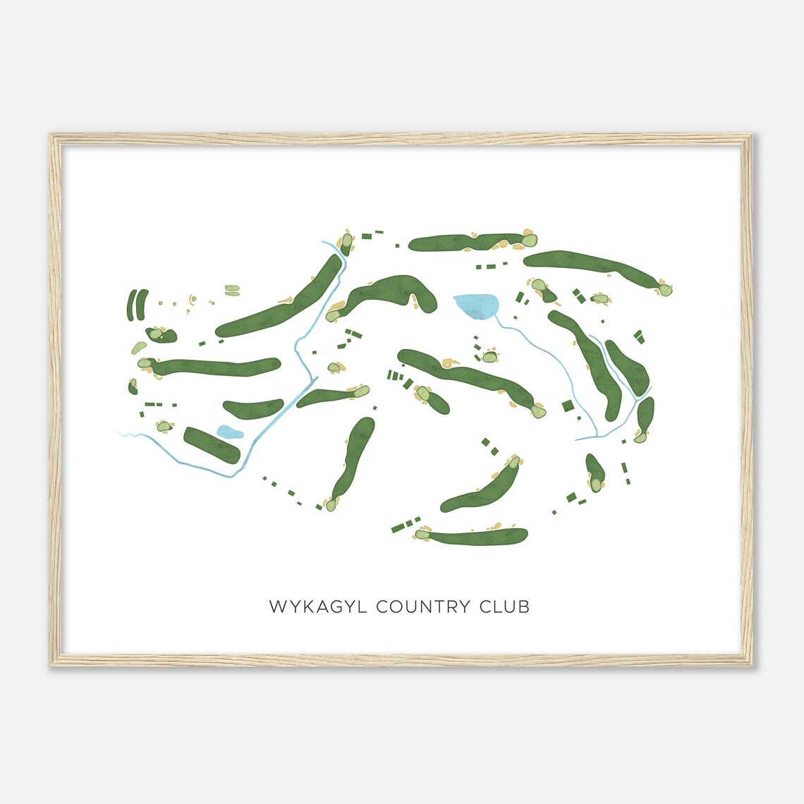 Wykagyl Country Club New York Modern Watercolor Golf Course Map Poster - Image 2