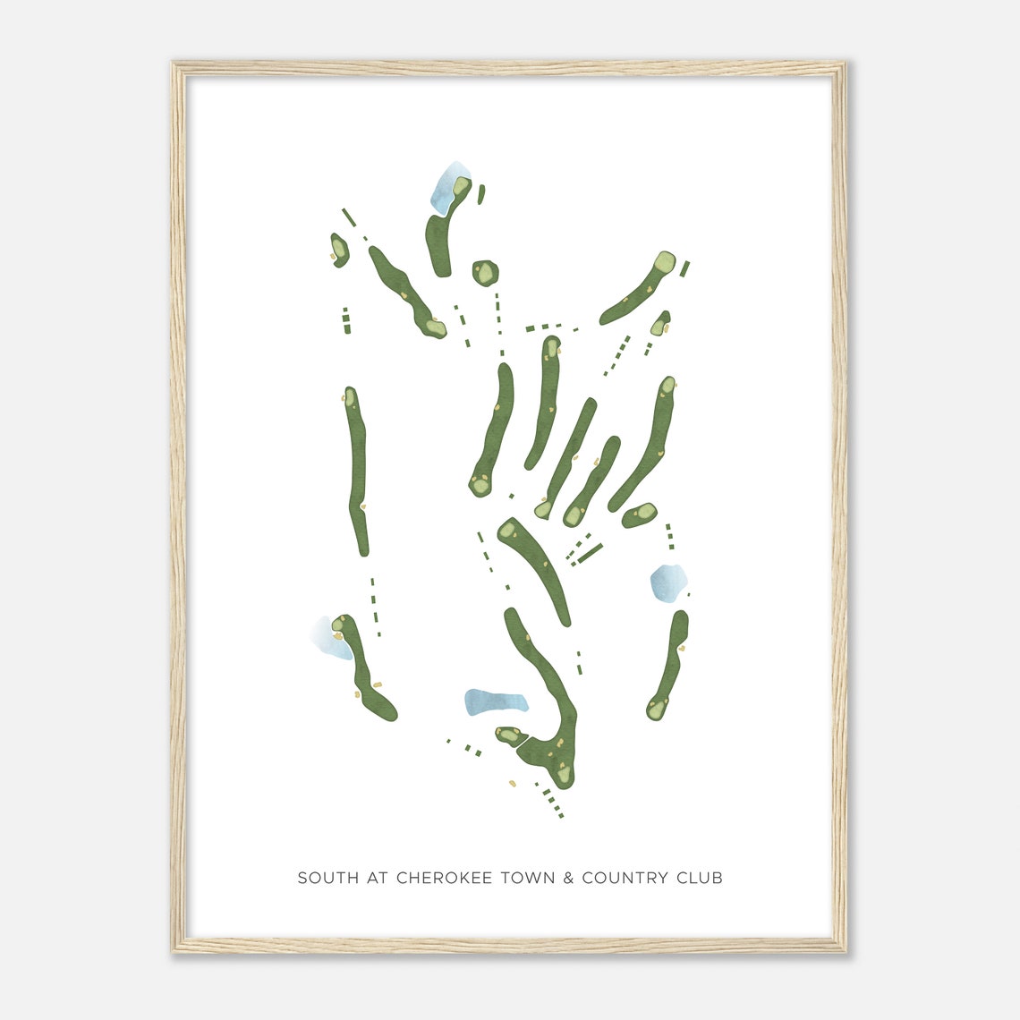 Cherokee Town Country Club South Course Minimal Map Golf Art Poster