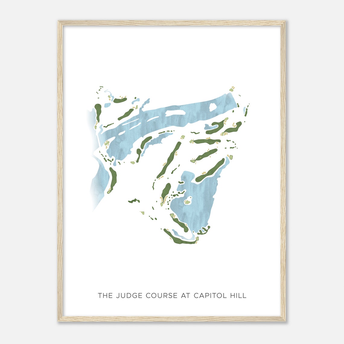 The Judge Course At Capitol Hill Modern Watercolor Golf Map Poster - Image 2