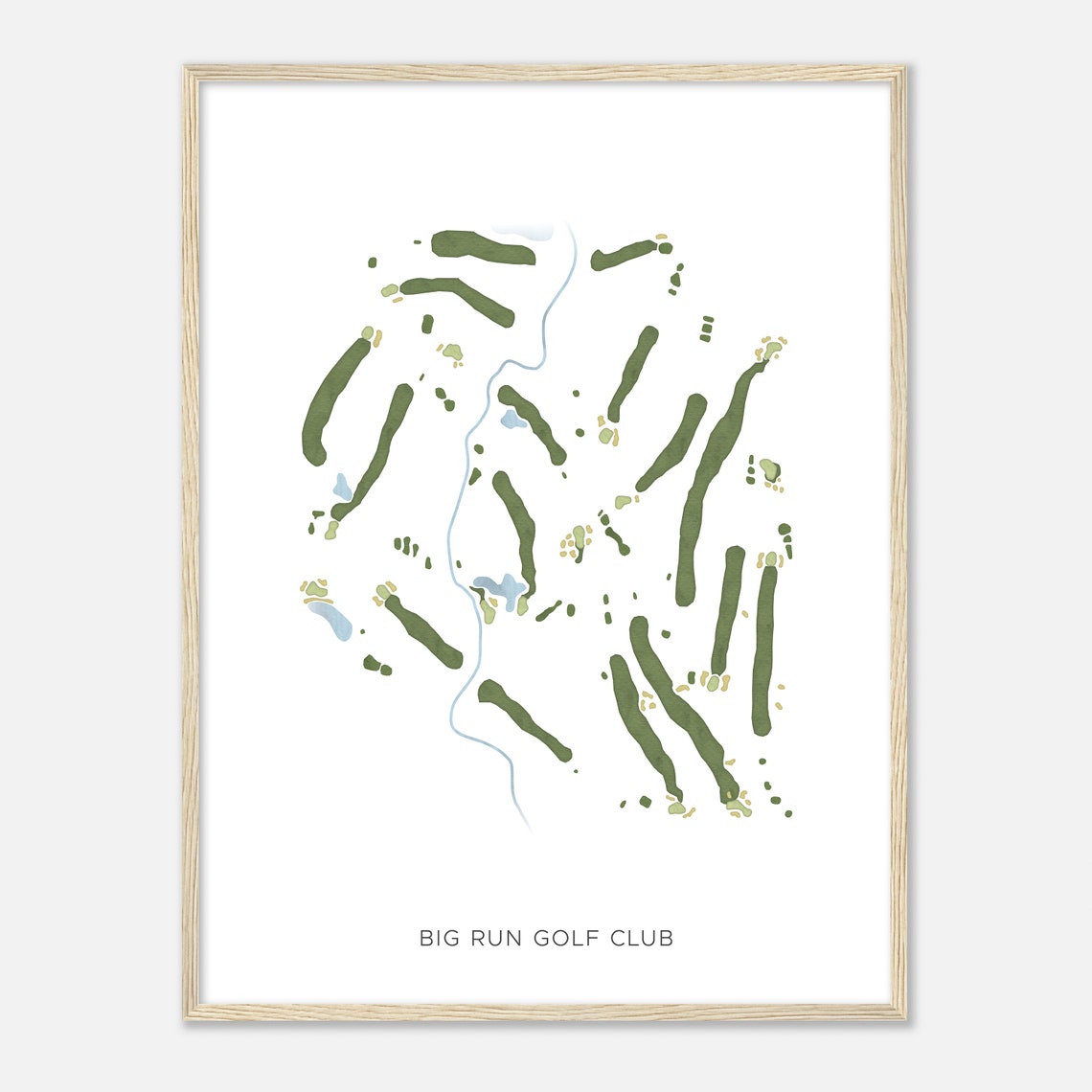 Big Run Golf Club Illinois Modern Watercolor Course Map Poster