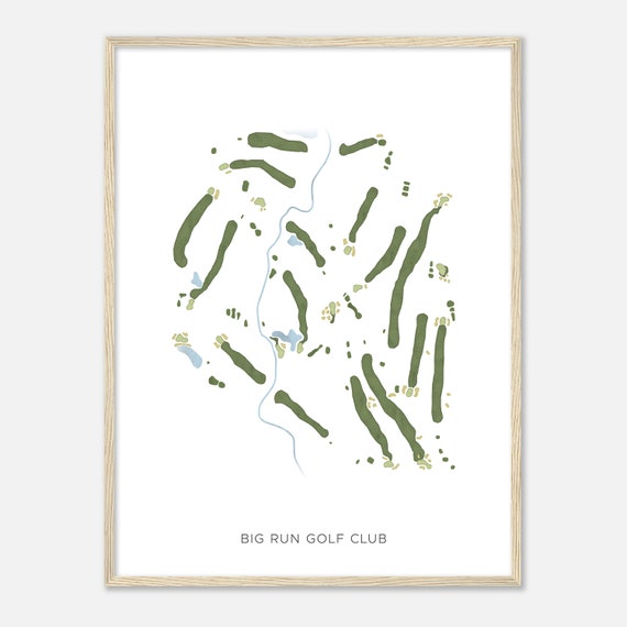 Big Run Golf Club Illinois Modern Watercolor Map Golfer Gift Golf Wall Art Golf Poster Print Course Layout