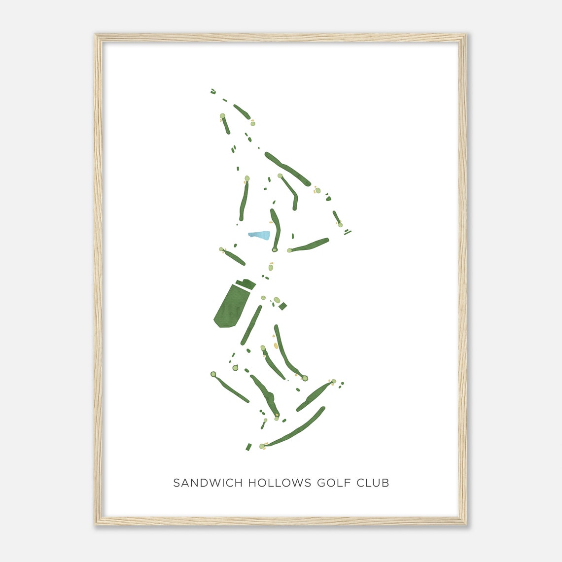 Sandwich Hollows Golf Club Course Map Modern Watercolor Poster Gift - Image 2